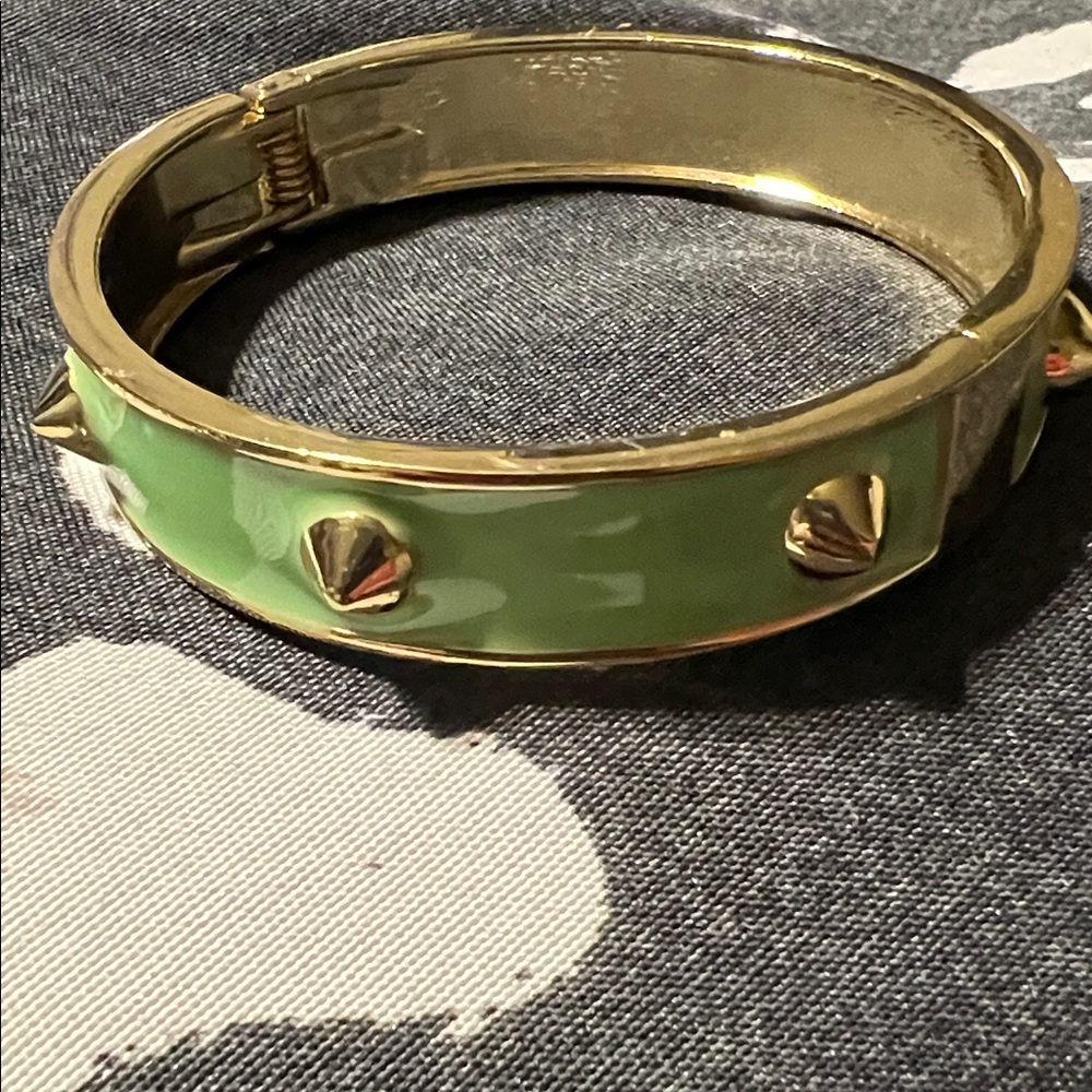 NWOT Green and Gold with Spikes Bracelet